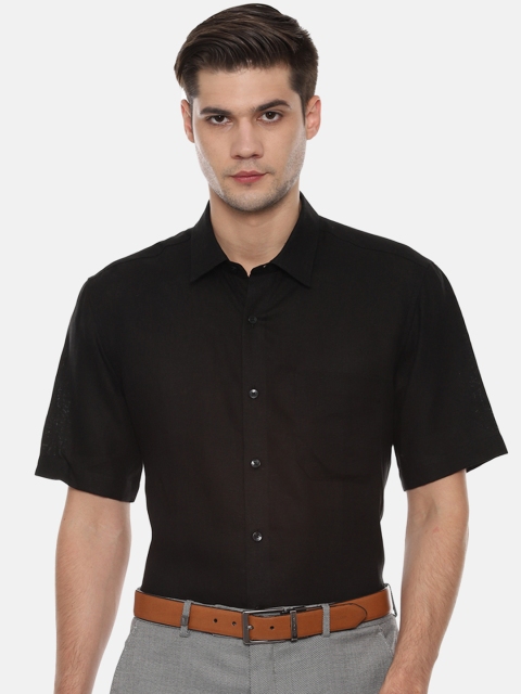 

Louis Philippe Men Black Slim Fit Solid Pure Linen Formal Shirt