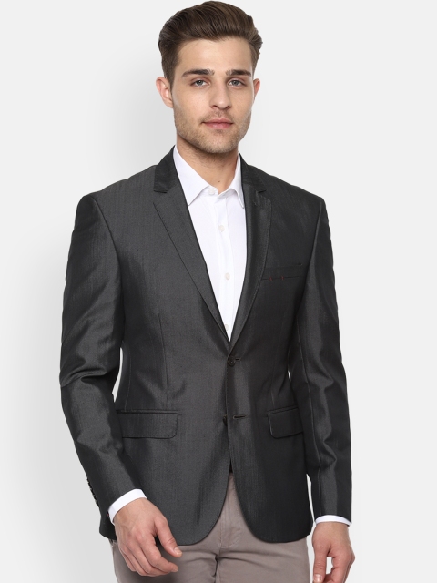 

Louis Philippe Sport Men Black Solid Slim-Fit Single-Breasted Pure Cotton Blazer