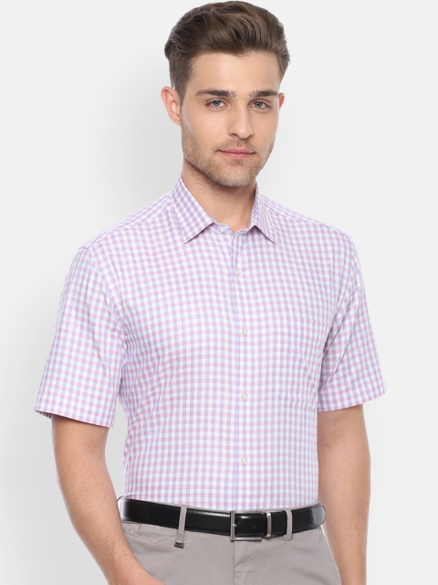 

Louis Philippe Men Pink Classic Slim Fit Checked Formal Shirt