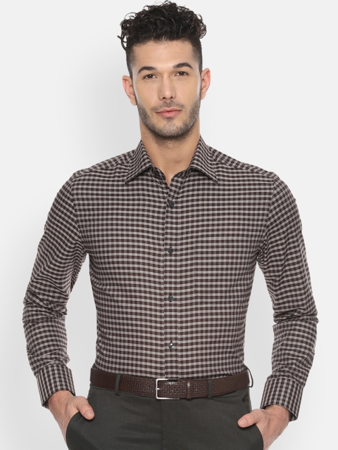 

Louis Philippe Men Brown & White Regular Fit Checked Formal Shirt
