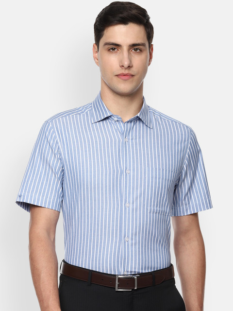 

Louis Philippe Men Blue & White Regular Fit Striped Formal Shirt