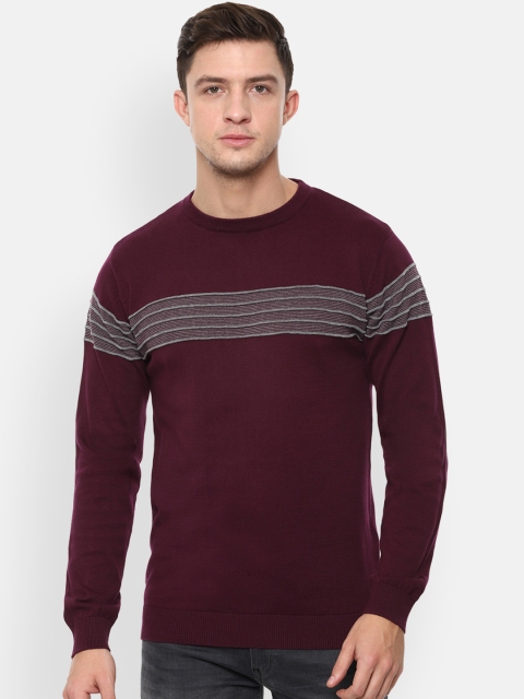 

Louis Philippe Sport Men Maroon Striped Pullover Sweater
