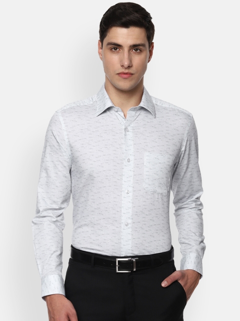 

Louis Philippe Men Off-White & Grey Regular Fit Printed Formal Shirt