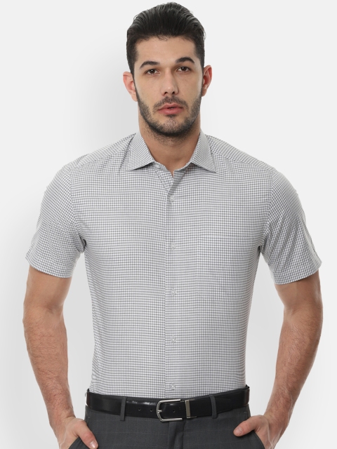 

Louis Philippe Men White & Grey Classic Fit Checked Formal Shirt