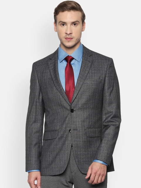 

Louis Philippe Men Grey Self-Design Slim-Fit Single-Breasted Formal Blazer