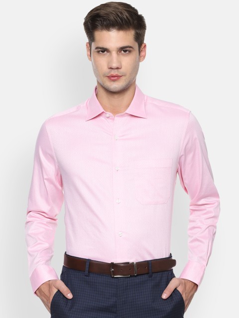 

Louis Philippe Men Pink Classic Regular Fit Self Design Formal Shirt