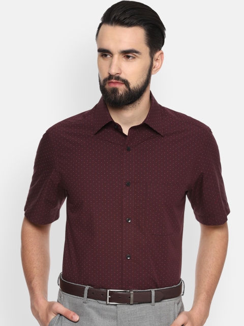 

Louis Philippe Men Maroon & Orange Micro Ditsy Printed Formal Shirt