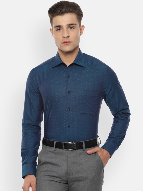 

Louis Philippe Men Navy Blue Classic Regular Fit Self Design Formal Shirt