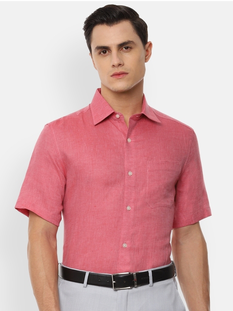 

Louis Philippe Men Pink Self Design Formal Linen Shirt