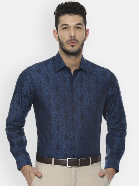 

Louis Philippe Men Navy Blue Classic Slim Fit Printed Formal Shirt