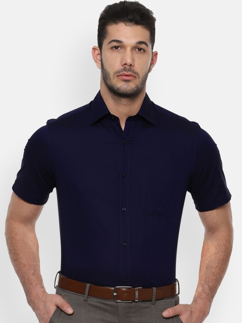 

Louis Philippe Men Navy Blue Self Design Classic Regular Fit Formal Shirt