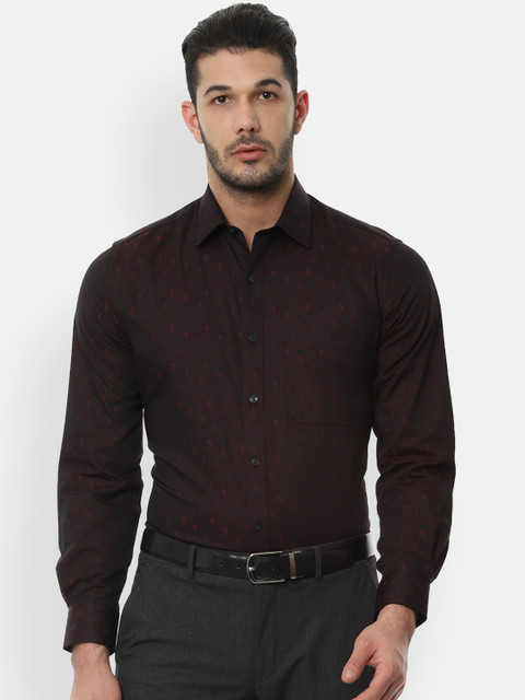 

Louis Philippe Men Maroon Classic Slim Fit Printed Formal Shirt