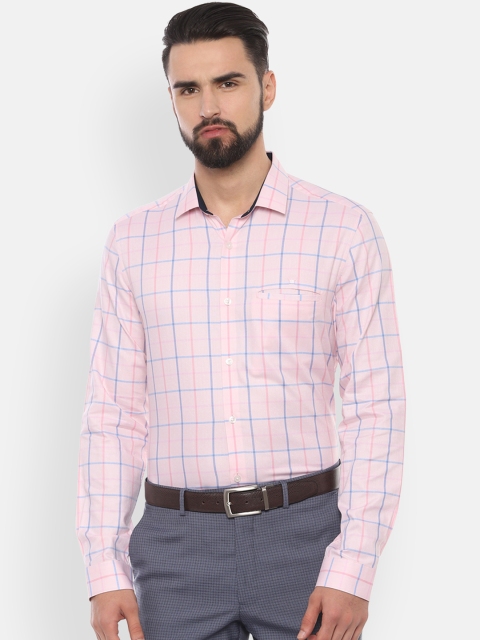 

Louis Philippe Men Pink Classic Slim Fit Checked Formal Shirt