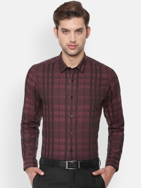 

Louis Philippe Men Maroon & Black Slim Fit Checked Formal Shirt