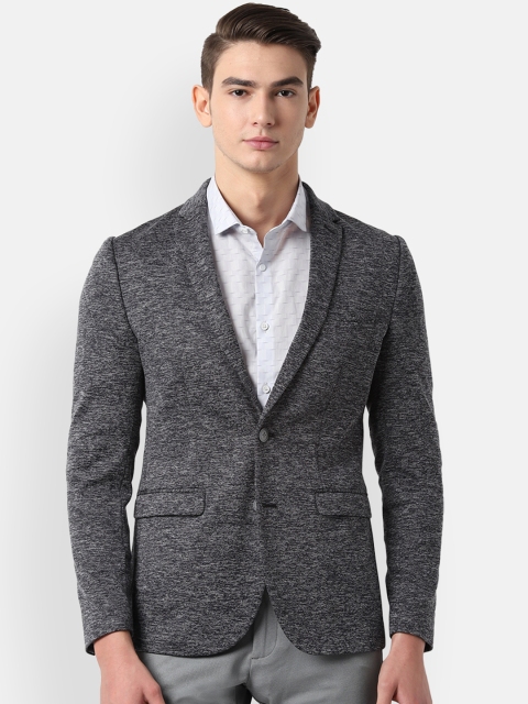 

Louis Philippe Sport Men Grey Self-Design Super Slim-Fit Single-Breasted Casual Blazer