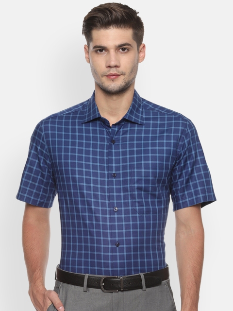 

Louis Philippe Men Blue Regular Fit Checked Formal Shirt