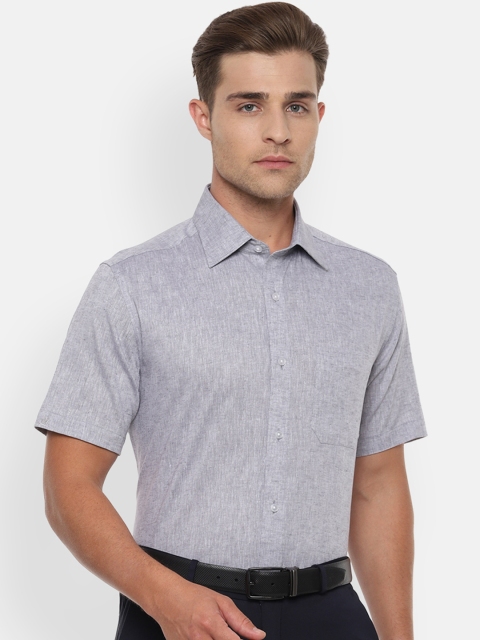 

Louis Philippe Men Grey Melange Classic Fit Solid Formal Shirt