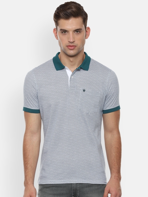 

Louis Philippe Men White & Green Printed Polo Collar T-shirt