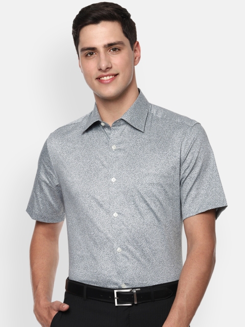 

Louis Philippe Men Grey & White Floral Printed Formal Shirt