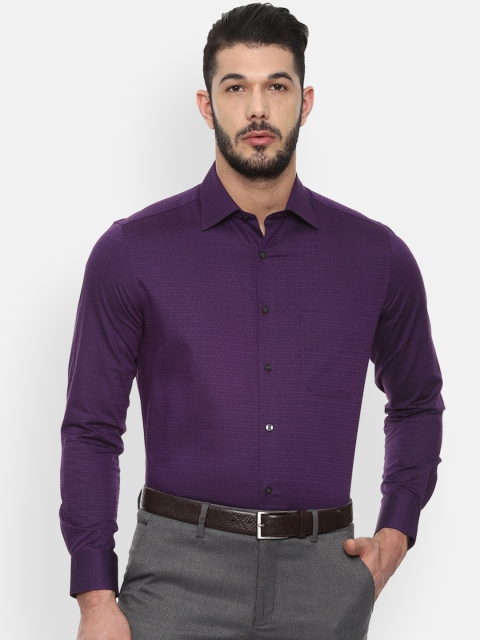 

Louis Philippe Men Burgundy Classic Regular Fit Self Design Formal Shirt