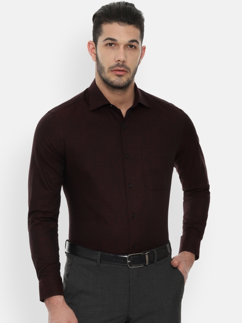 

Louis Philippe Men Maroon Classic Regular Fit Self Design Formal Shirt