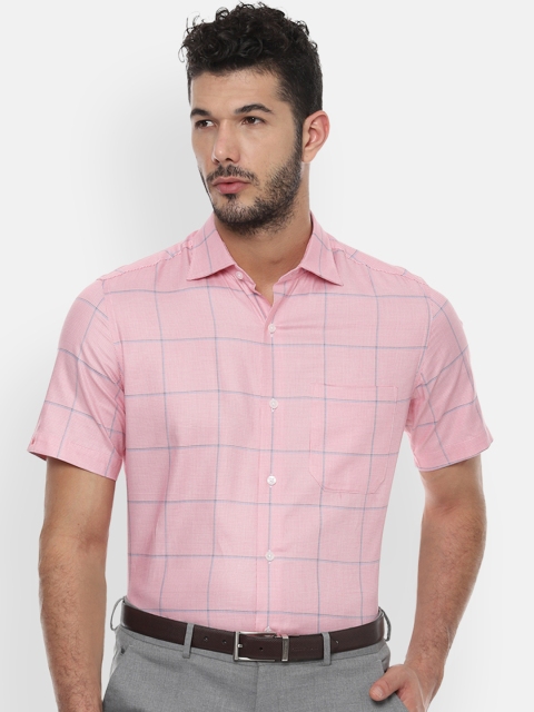 

Louis Philippe Men Pink Regular Fit Checked Formal Shirt