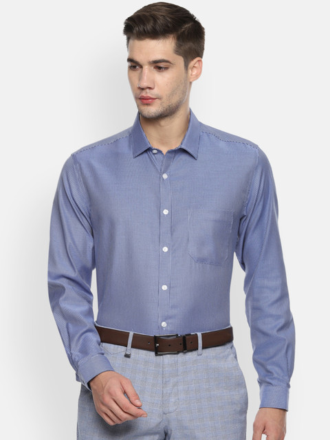 

Louis Philippe Men Blue Classic Slim Fit Self Design Formal Shirt