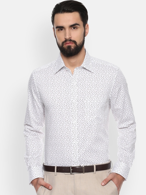 

Louis Philippe Men White Regular Fit Printed Formal Shirt