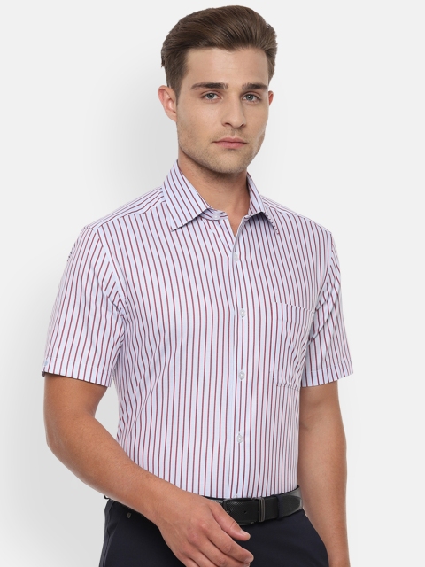 

Louis Philippe Men White & Red Striped Formal Shirt