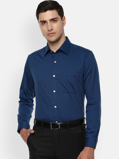 

Louis Philippe Men Navy Blue Regular Fit Striped Formal Shirt