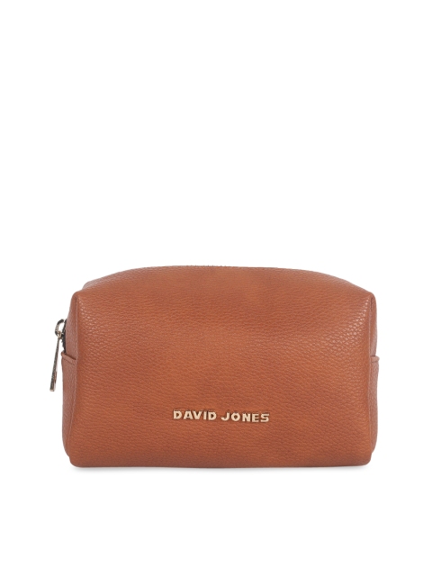 

David Jones Women Tan Brown Solid Make Up Pouch