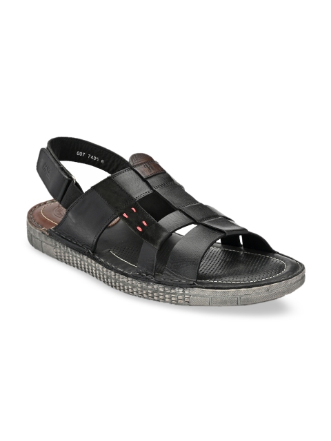 

Hitz Men Black Leather Fisherman Sandals