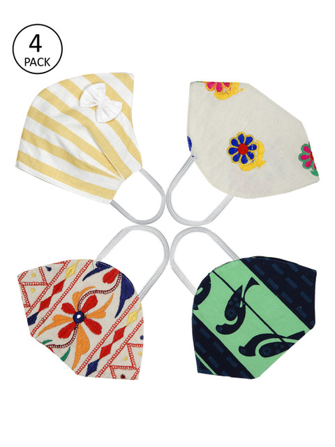 

Bhama Couture Unisex Pack Of 4 4-Ply Reusable Cloth Mask, Mustard