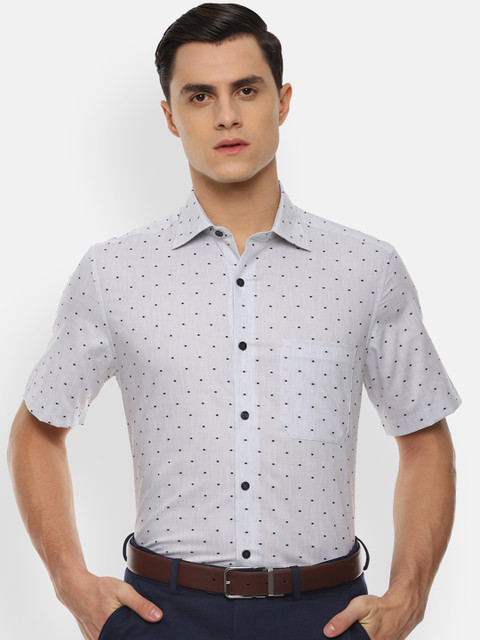 

Louis Philippe Men Grey & Black Regular Fit Self Design Formal Shirt