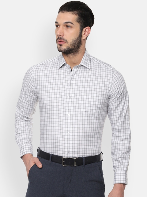 

Louis Philippe Men White & Grey Slim Fit Checked Formal Shirt