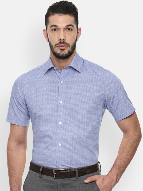 

Louis Philippe Men Blue Regular Fit Self Design Formal Shirt