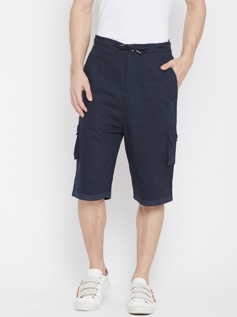 

Hypernation Men Navy Blue Solid Regular Shorts