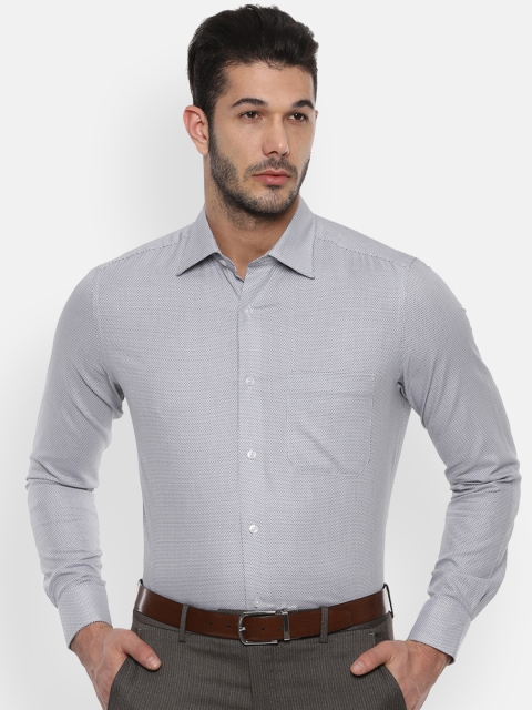 

Louis Philippe Men Grey & Black Regular Fit Self Design Formal Shirt