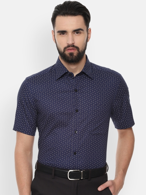 

Louis Philippe Men Navy Blue & Grey Regular Fit Printed Formal Shirt