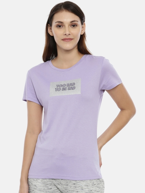 

Snarky Gal Women Lavender Printed Round Neck T-shirt