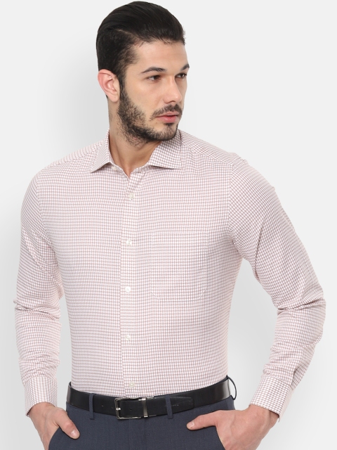 

Louis Philippe Men Off-White & Brown Regular Fit Checked Formal Shirt