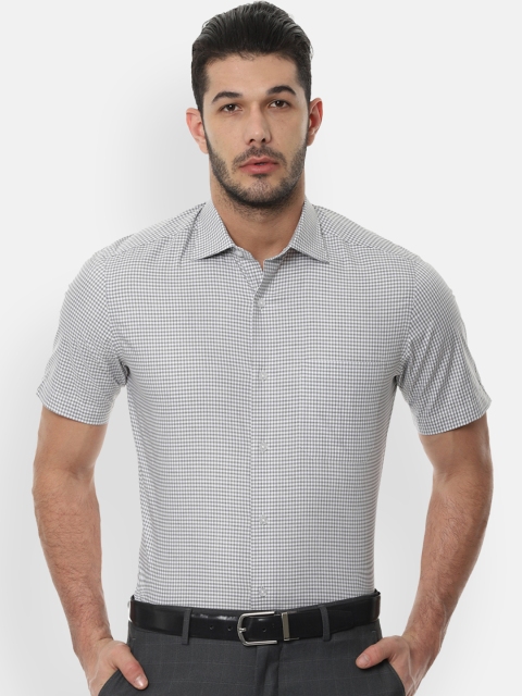 

Louis Philippe Men White & Grey Checked Formal Shirt