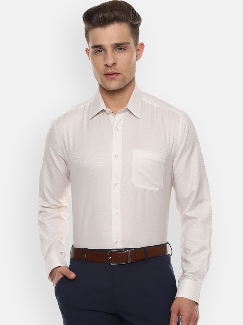 

Louis Philippe Men Cream-Coloured Slim Fit Self Design Formal Shirt