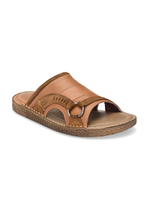 

Hitz Men Tan Brown Leather Comfort Sandals