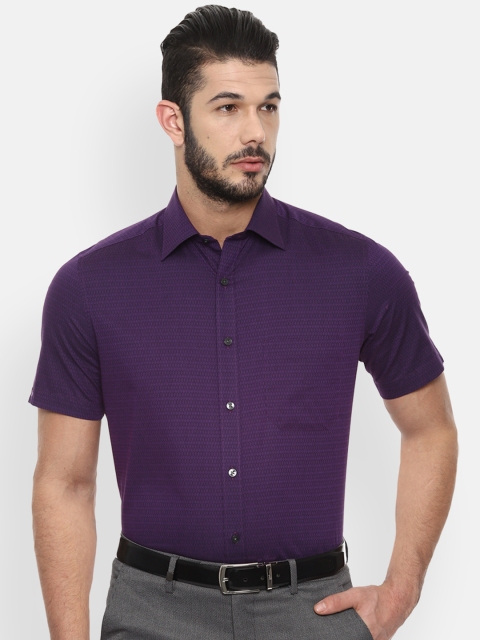 

Louis Philippe Men Purple Classic Regular Fit Self Design Formal Shirt