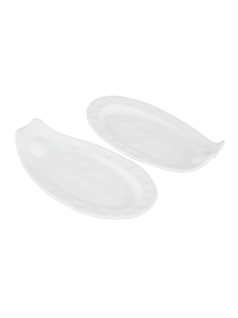 

SONG BIRD Set Of 2 White Textured Thumb Platters