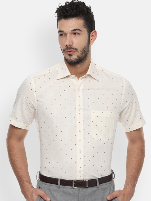 

Louis Philippe Men Cream-Coloured Classic Regular Fit Printed Formal Shirt