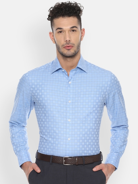 

Louis Philippe Men Blue & Black Regular Fit Checked Formal Shirt