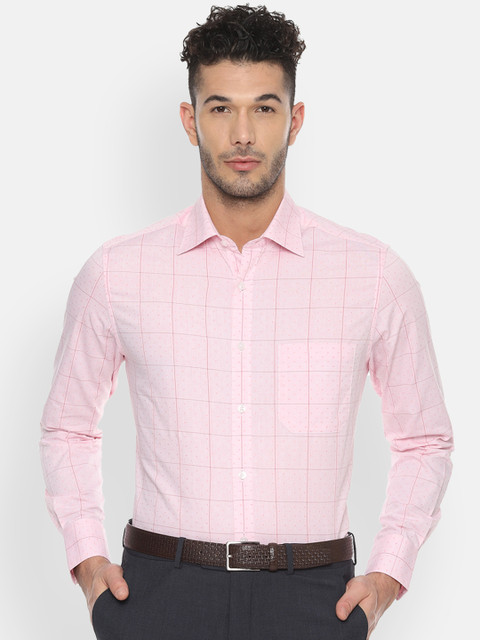 

Louis Philippe Men Pink Classic Regular Fit Checked Formal Shirt
