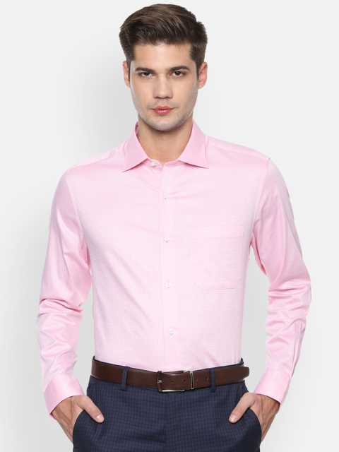 Louis Philippe Men Pink & White Regular Fit Printed Formal Shirt